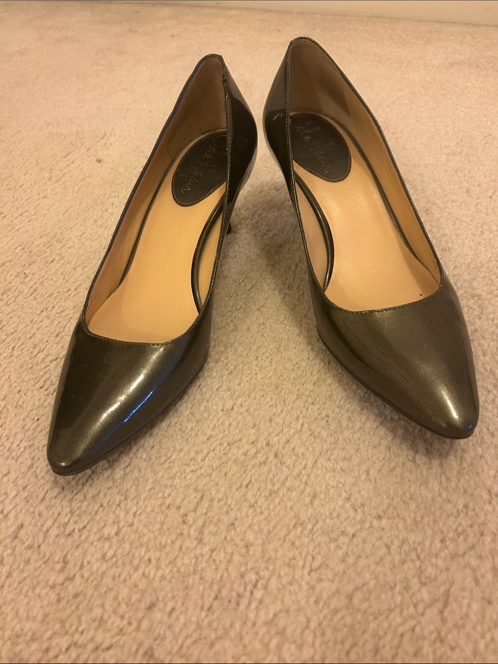 Cole Haan Gray Patent Pointed Toe Pumps